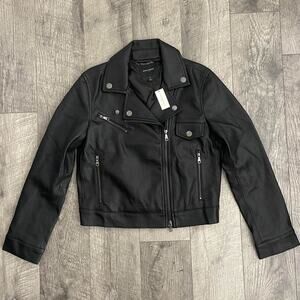 Banana Republic Faux Leather Moto Jacket Black Women's
